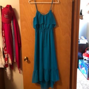 Turquoise “high-low” dress